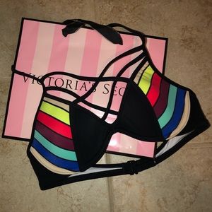 VS PINK Strappy Front T-back swim top 32B